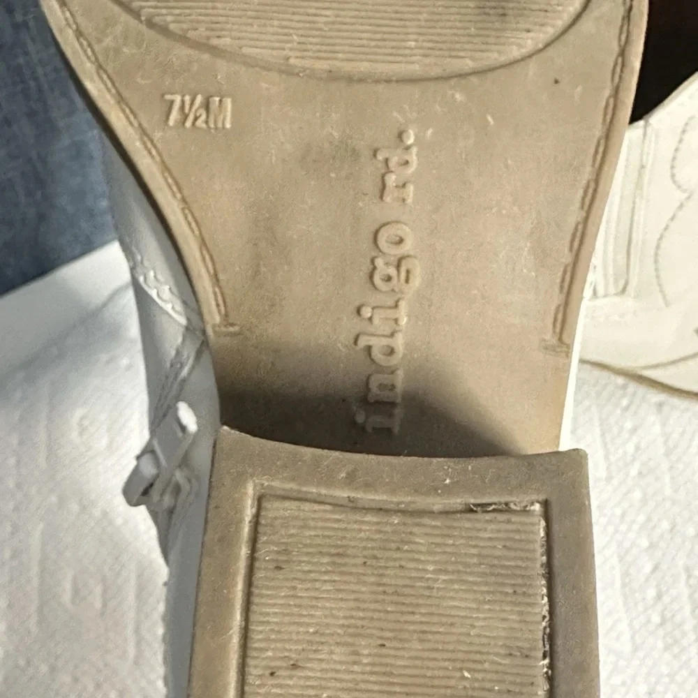 Indigo White Ankle Booties‎ with Textured Design